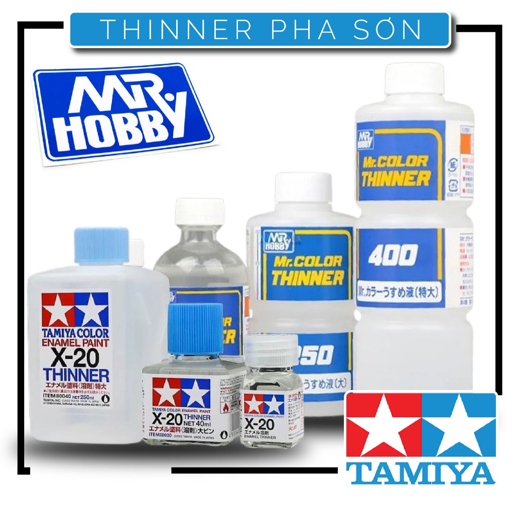 Tổng hợp Dung dịch thinner pha sơn - Gốc Enamel, Lacquer, Acrylic - dung tích 10ml ~ 250ml Tamiya và