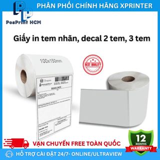 Giấy in nhiệt, in decal khổ A6, A7 cuộn tệp có keo bóc dán cho đơn hàng TMĐT, vận chuyển, giấy trắng keo bền, lâu phai