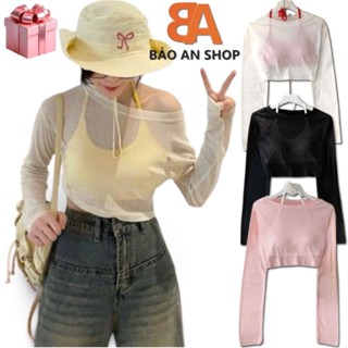 [ SA-313 ] Sét bộ nữ 2 món áo croptop form rộng tay dài chất thun giấy cổ tròn và áo bra lót ôm body có mút hot