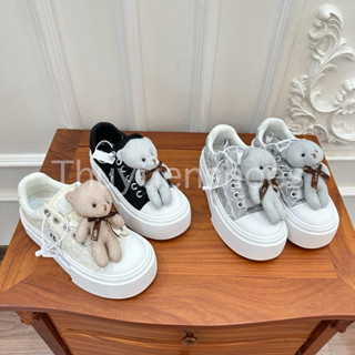  Giày nữ thể thao buộc dây nơ gấu đế cao 5p qccc fullbox . Thuytienshoes 