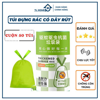 Túi Đựng Rác Bikoxi Chịu Tải Tốt Siêu Dai 50 Túi Họa Tiết Xanh Lá - TL HOME