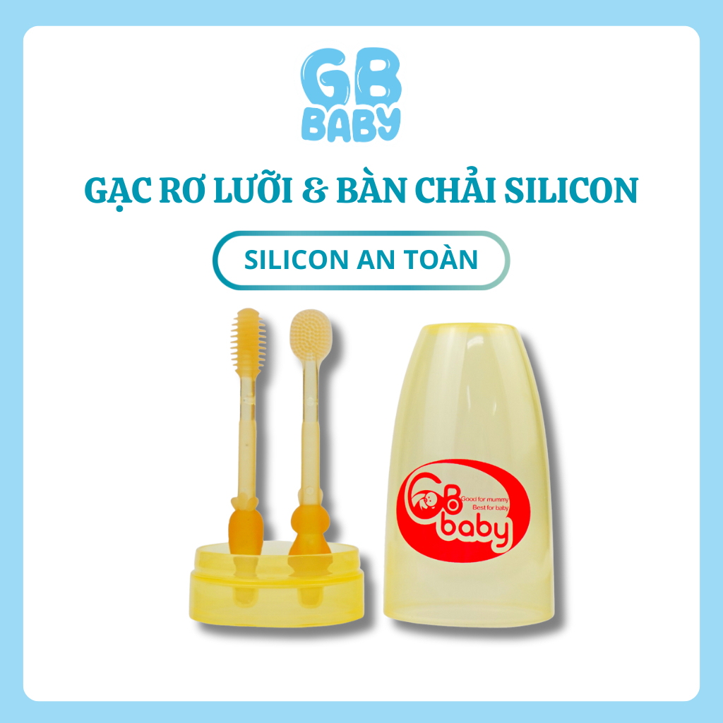 Gạc rơ lưỡi cho bé và bàn chải đánh răng silicon GB-Baby Chính Hãng