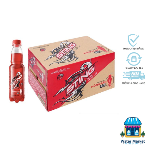 Thùng 24 Chai Nước Tăng Lực Sting Dâu (330ml/chai)