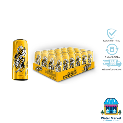 Thùng 24 Lon Nước Tăng Lực Sting Vàng (320ml/lon)