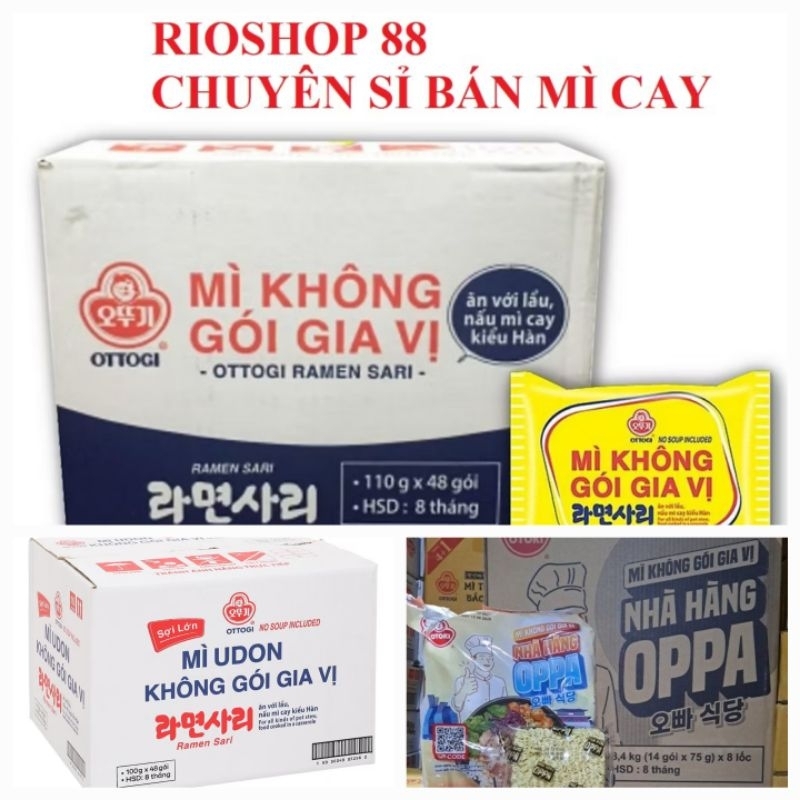 1 THÙNG MÌ KHÔNG GIA VỊ OTTOGI nấu mì cay, mì không vị gói 110g, mì Udon không vị, mì Oppa không vị