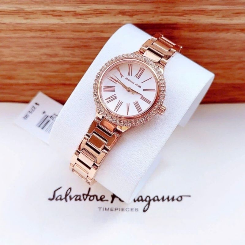 [Chính Hãng 100%] Đồng Hồ Nữ Michael Kors MK3858 (3858) Máy Quartz (Pin) Mặt Tròn Tròn Siz 28mm Thép