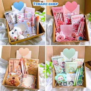  Set quà học tập văn phòng phẩm cute gồm sổ tay sticker bút móc khóa quà tặng sinh nhật Noel Trung thu 