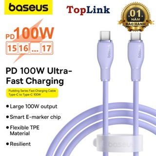  Cáp Sạc Nhanh 100w TypeC to TypeC Baseus Pudding Fast Charging Cable Cho Ip 15 16 17 SamSun LapTop Tablet Huawei Xiaomi 