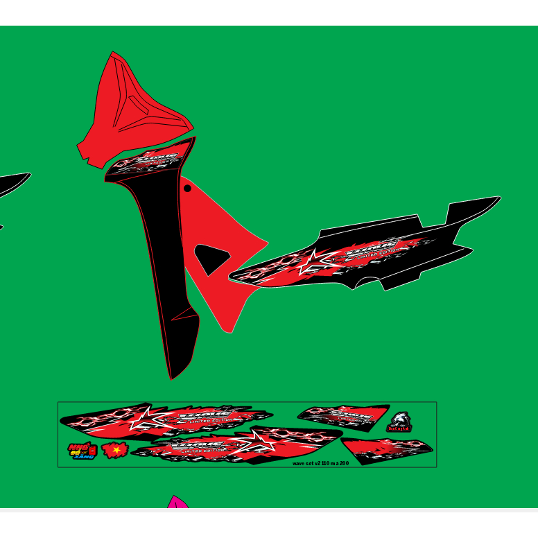 Tem wave ngôi sao v2 dán xe wave a 50cc-100cc-110cc - tem 3 lớp k phai màu k ố vàng 758386