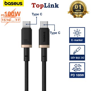  Cáp Sạc Nhanh C Ra C PD 100w Baseus Dura Bọc Dù Cho I-Phone 15 16 Book Pad SamSun HuaWei Xiaomi Dell Lenovo HP 