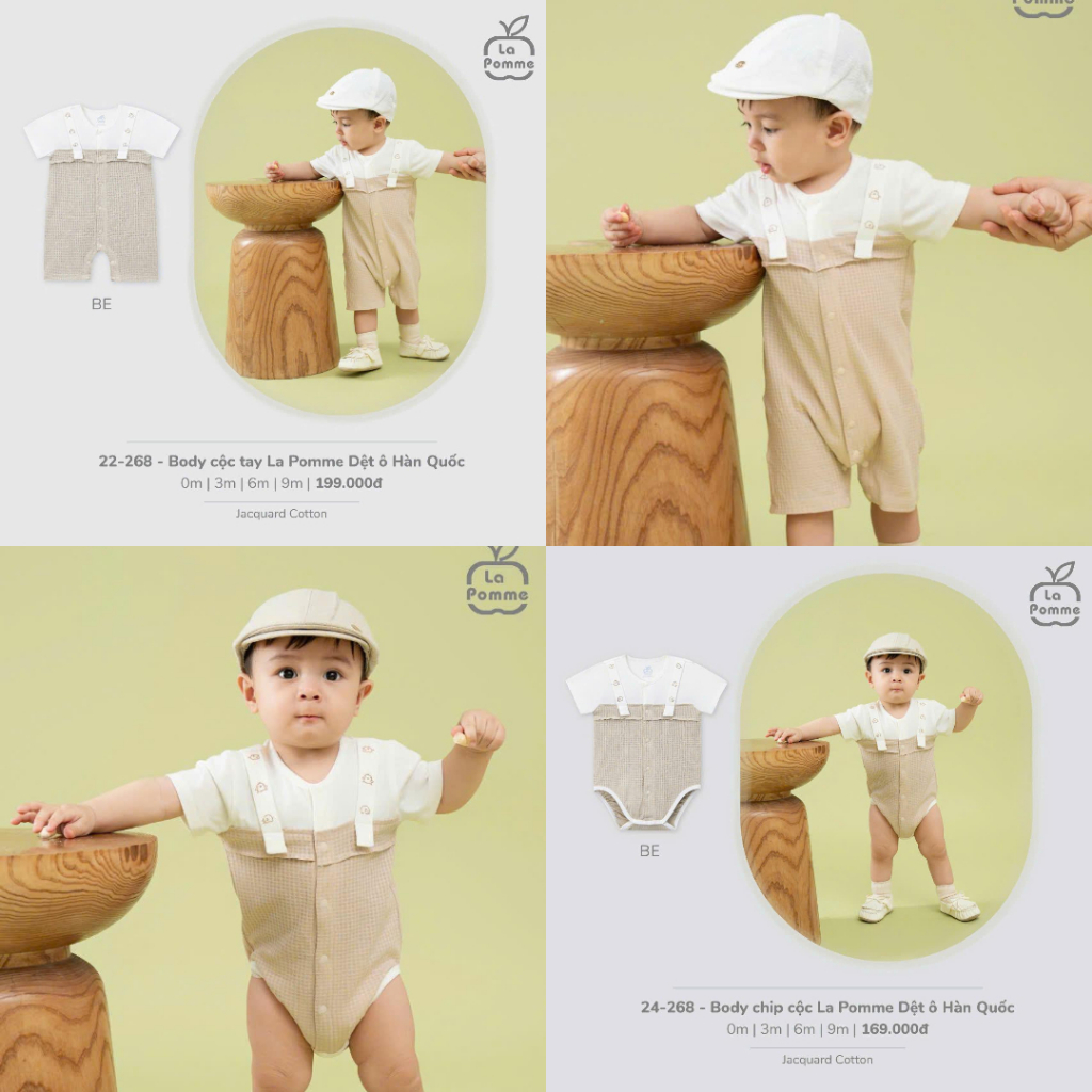 Body Cộc/ Bodychip / Bộ Liền Cộc La Pomme Dệt Ô Hàn Quốc