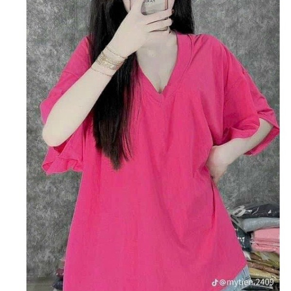 Áo thun nữ tay lỡ chất cotton giấy TRƠN TIM phong cách Hàn Quốc THUUNISEX M954