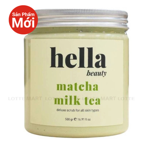 Tẩy Tế Bào Chết Hella Beauty Hương Trà Sữa Trà Xanh Hũ 500G