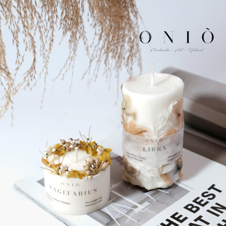  Nến thơm thủ công ONIÕ chủ đề ZODIAC trụ thấp trang trí hoa khô hương tinh dầu thiên nhiên NTT-01 