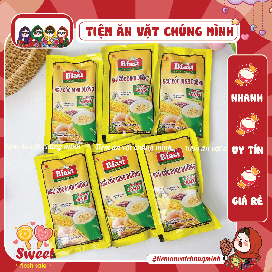 [COMBO 5 GÓI] Ngũ cốc dinh dưỡng CANXI Bfast Vinacafe (Gói 25g) - Ngũ cốc tuổi thơ thơm ngon