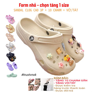 Dép Cross Clog Classic 🎁10charm 3D đá ngẫu nhiên + TẶNG VỚ 🎁 dép quai ngang nam nữ đế độn cao 3 cm trustvnxk