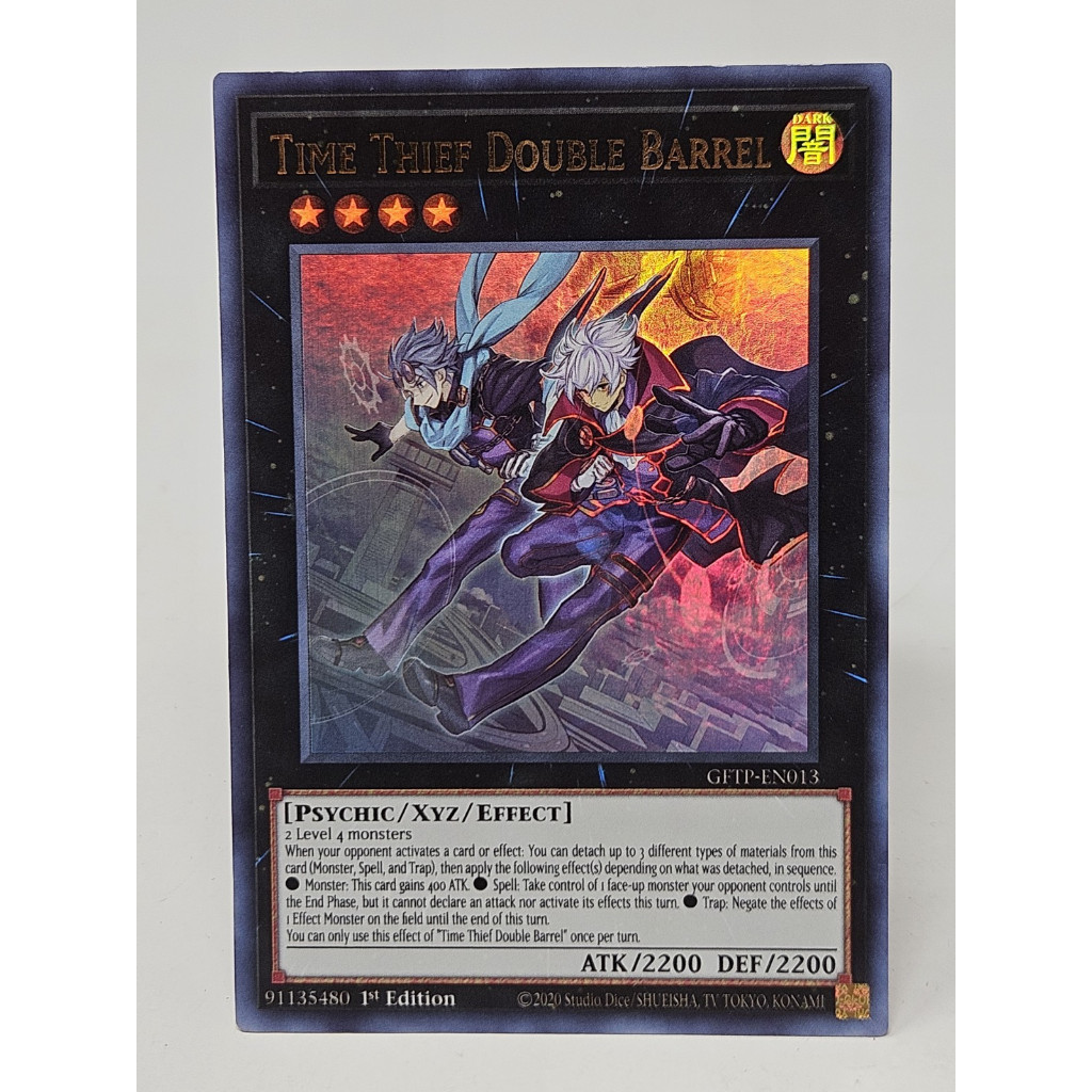 ultra rare [ Dưa Hấu Yugioh ] Lá bài thẻ time thief double barrel - Tặng bọc bài nhựa
