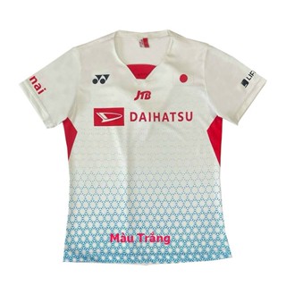 Áo Cầu Lông Nam Nữ Cổ Tròn Yonex 6523 Màu Trắng Đội Tuyển Nhật có size 3XL