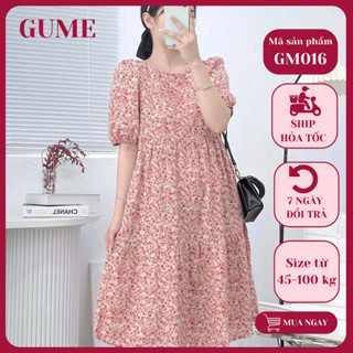  Váy bầu mùa hè thanh lý - Đầm bầu GuMe babydoll Hoa Nhí Tay Bo 3 Tầng vải lụa hàn nhiều màu size 40-65kg GM016 