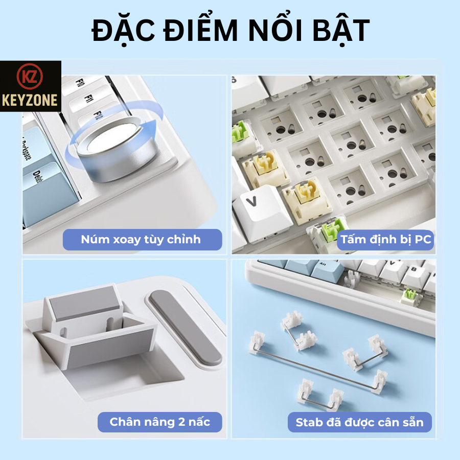 Bàn phím cơ không dây Aula F75 -  Linear và Silent - 3 mode kết nối - Hỗ trợ hotswap - Led RGB | BigBuy360 - bigbuy360.vn