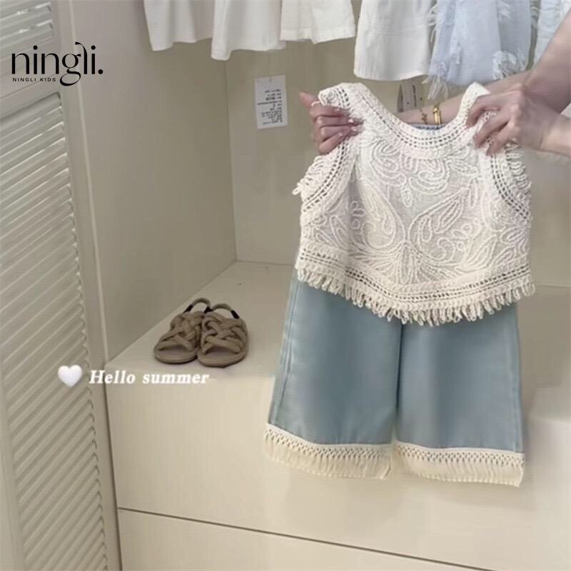 LƯƠNG BÙI KIDS A191: SET ÁO ZEN BA LỖ QUẦN JEAN DÀI MỀM CHO BÉ GÁI QCCC