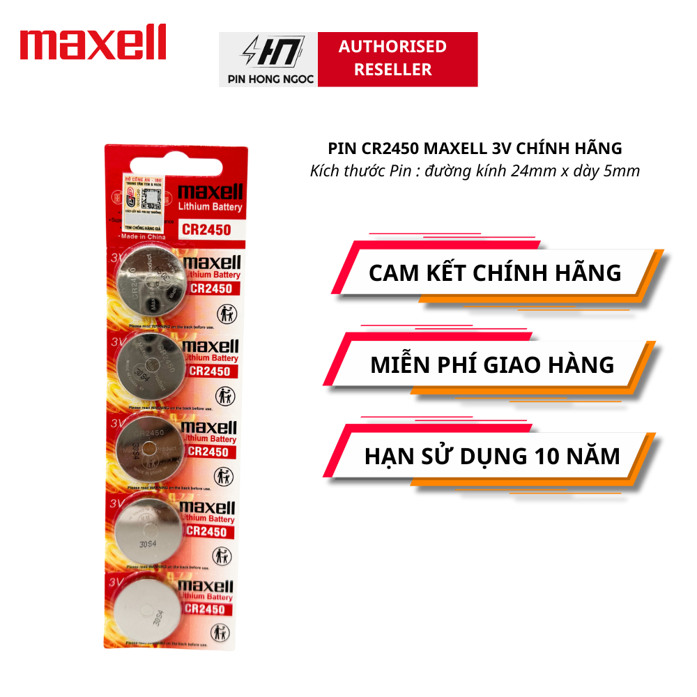 Pin CR2450 3V Maxell dùng cho smartkey , thiết bị nuôi nguồn , bảng điện led , remote - Hàng chính h