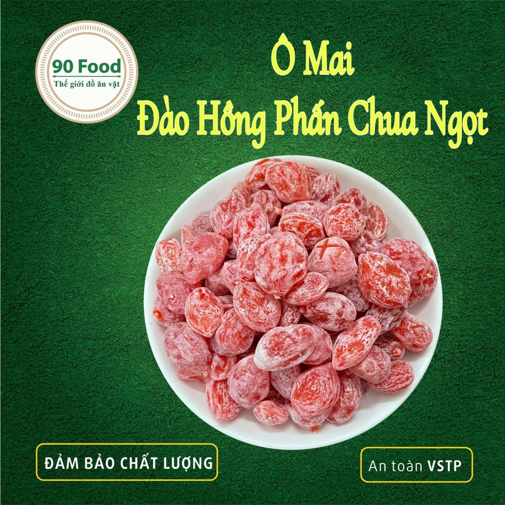 Ô Mai Đào Hồng Phấn 90 Food túi Zip 500G thơm ngon nhức nách