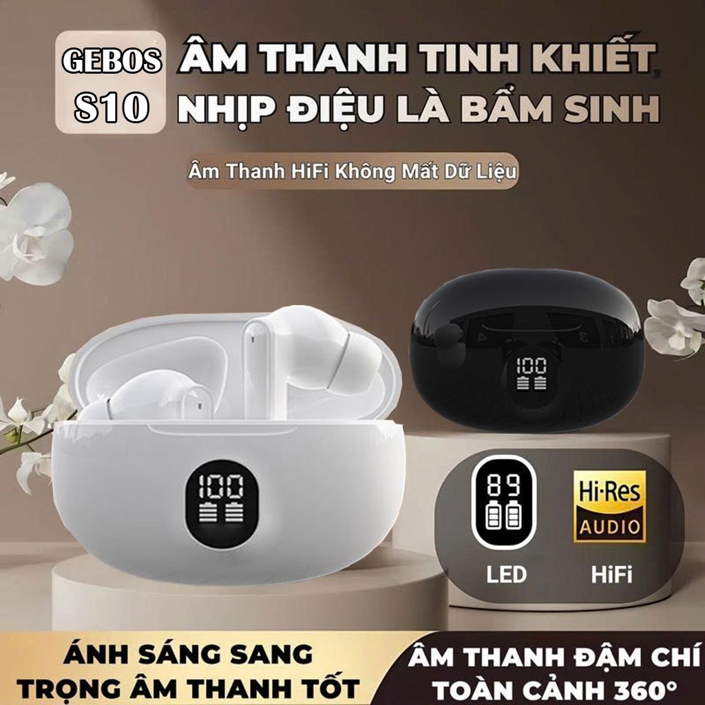 Tai nghe bluetooth không dây GEBOS S10 pin trâu, bass mạnh, chống ồn ENC, hỗ trợ đàm thoại, nghe nhạc - AUDIO365 | BigBuy360 - bigbuy360.vn