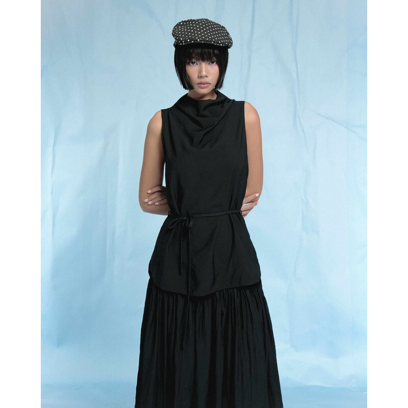 Normallife | TOP 43 Áo cotton tơ cổ cao (KÈM DÂY CỘT EO)
