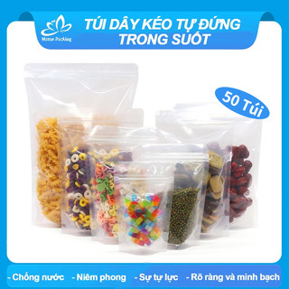  50 Túi Zip Đáy Đứng 2 Mặt Trong Hàng Loại Tốt Dày Dặn Chắc Chắn,Túi đựng thực phẩm túi đứng túi đựng thực phẩm 