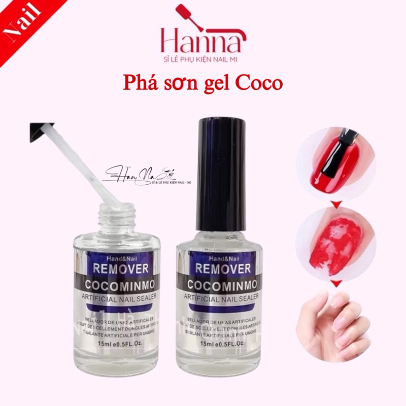 Chai phá sơn gel Coco, phá gel lạnh không nóng rát, chai 15ml -dụng cụ làm Nail