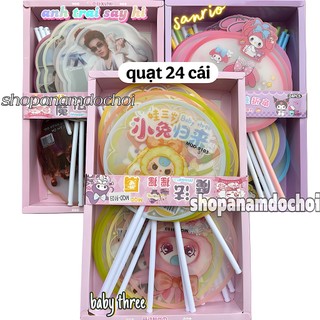 Hộp 24 chiếc quạt nhựa siêu hót hè 2025 , đẹp trai , sanrio , baby three bán tại shopanamdochoi.com