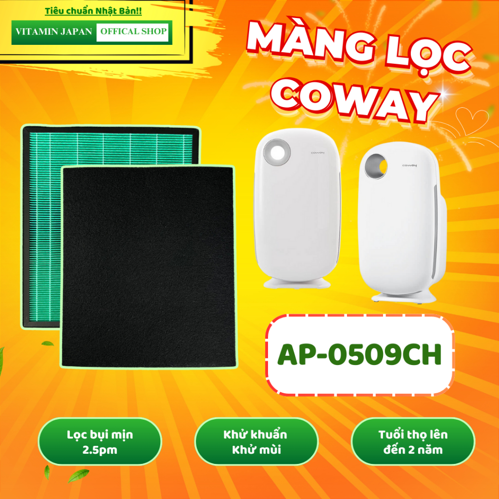 Màng lọc không khí Coway thay thế mã: AP-0509DH COWAY ARIES 5... màng lọc than, màng lọc hepa