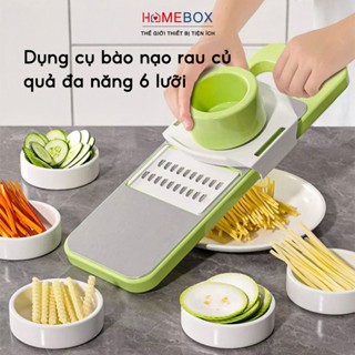 Bộ Nạo Rau Củ Quả 6 Lưỡi Dao Inox 304 Không Gỉ, Dụng Cụ Bào Nạo Rau Củ Đa Năng, Tiện Dụng Nhà Bếp