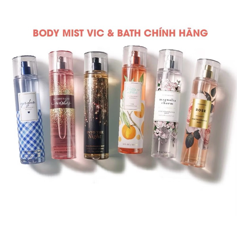 Body mist Bath And Body Works xịt thơm toàn thân hương nước hoa