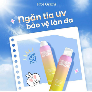  Combo 2 chai kem chống nắng dạng xịt Five Grains 160ml chống nắng nâng tone và chống lão hóa da dành cho mọi loại da 