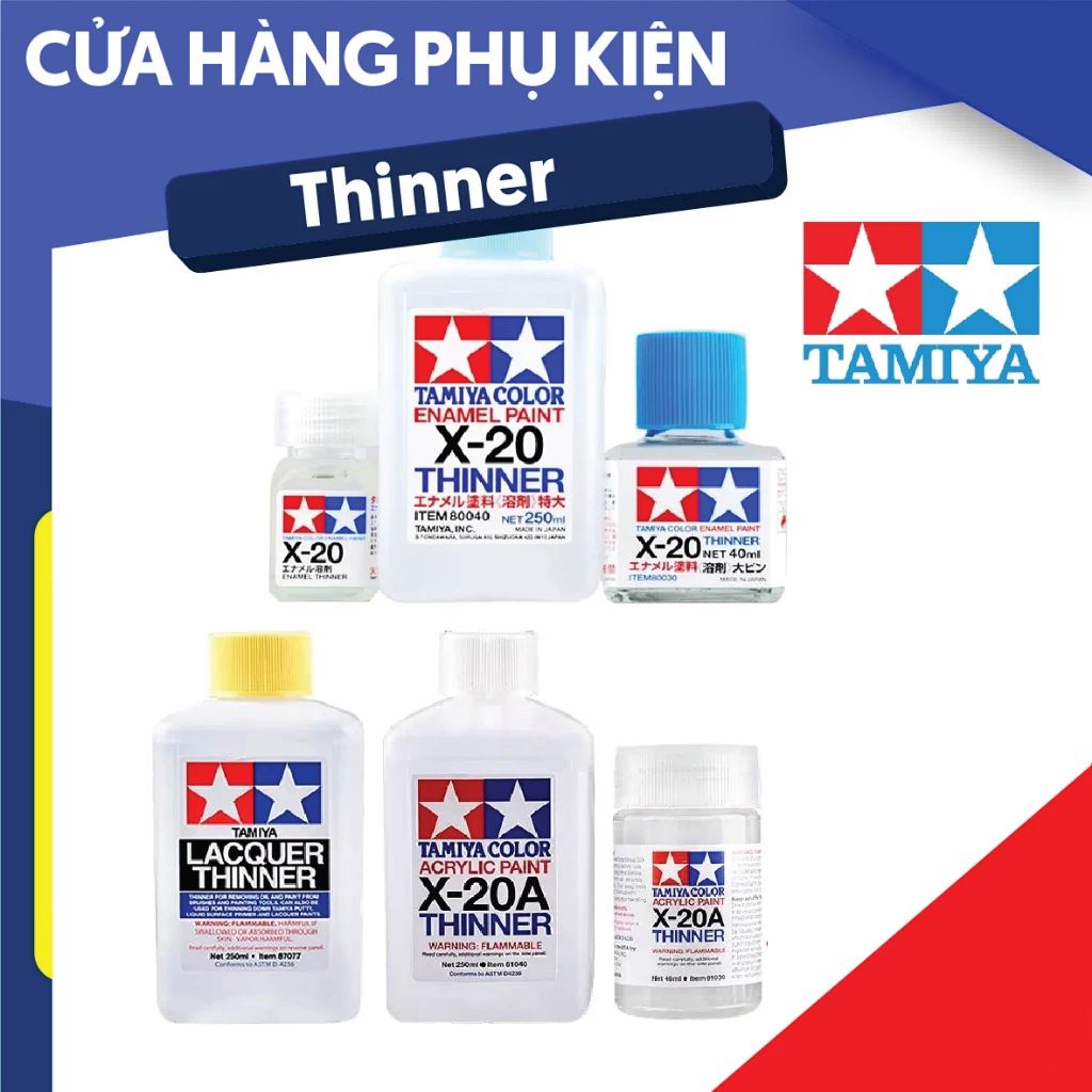 Tổng hợp Dung dịch thinner pha sơn - Gốc Enamel, Lacquer, Acrylic - dung tích 10ml ~ 250ml Tamiya