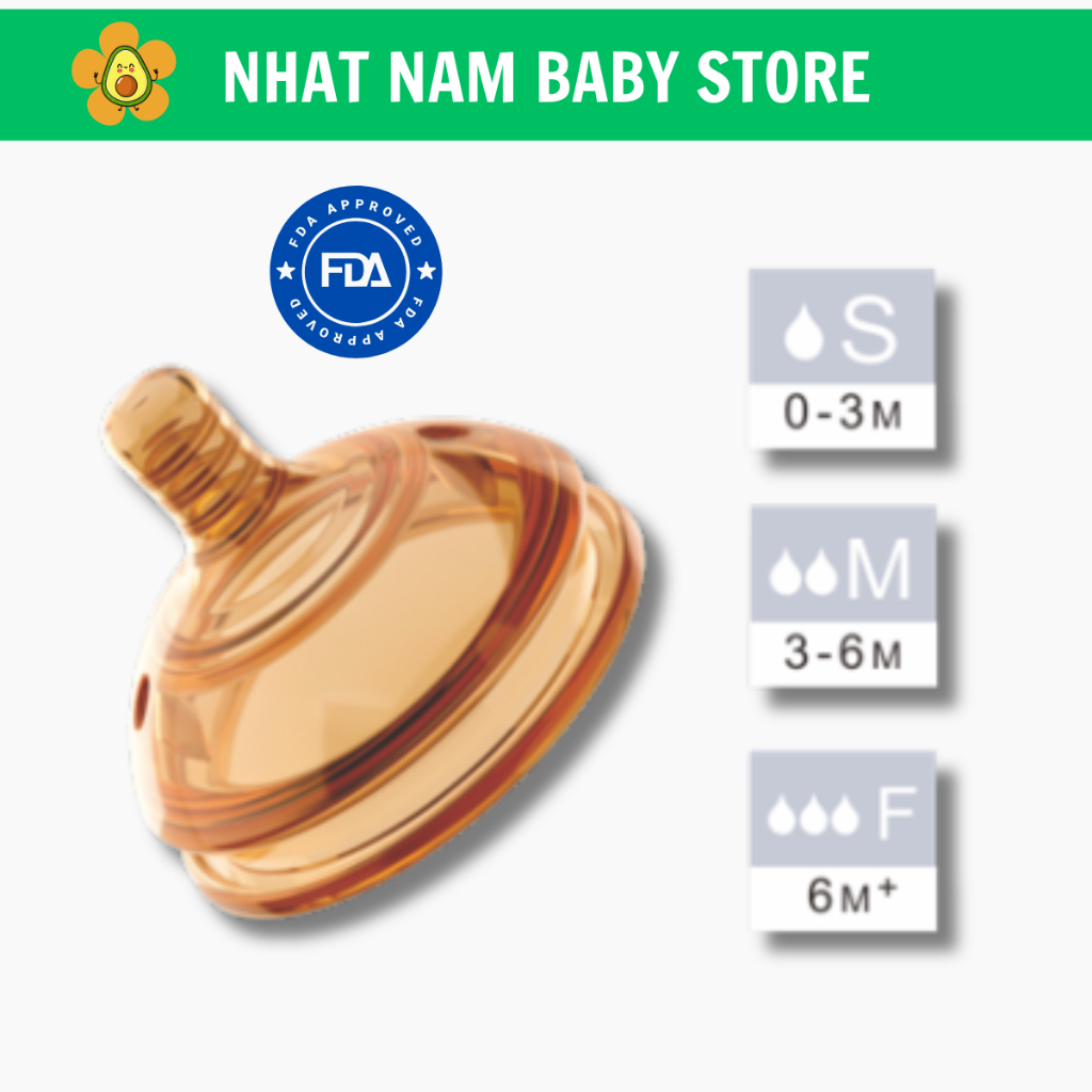 Núm ti thay thế cho bình sữa cổ rộng HEORSHE tăng size núm ti giúp bé tăng lượng sữa HEORSHE STORE