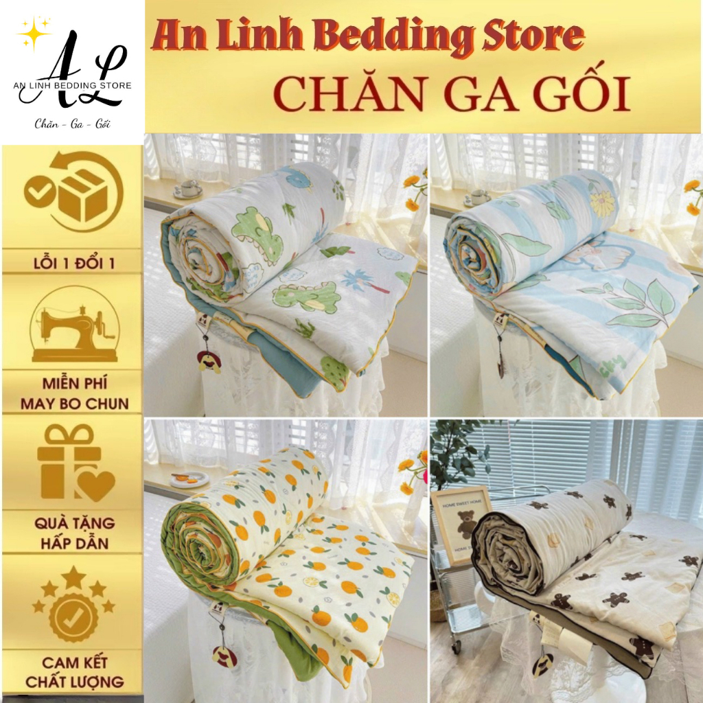Chăn cotton đũi xơ đậu nành hè thu nhập khẩu, Mền hè đũi cotton bông đậu chất liệu mềm mại thoáng má