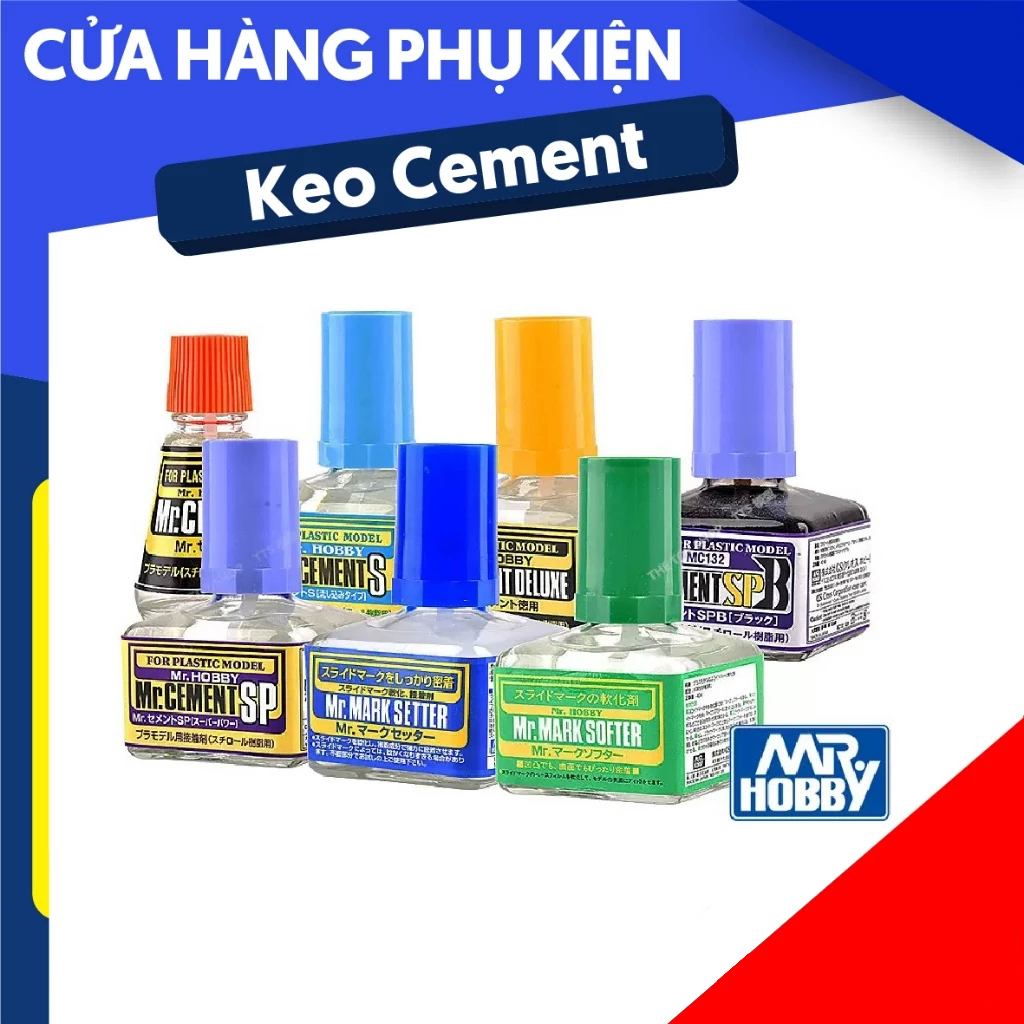 Tổng hợp keo dán mô hình Mr. Hobby - Mr. Cement S / SP / SPB Siêu mỏng, khô nhanh