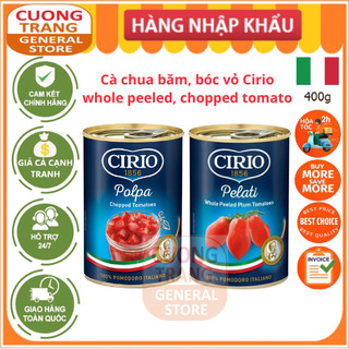 Cà chua băm, bóc vỏ Cirio whole peeled chopped tomato hộp thiếc 400g