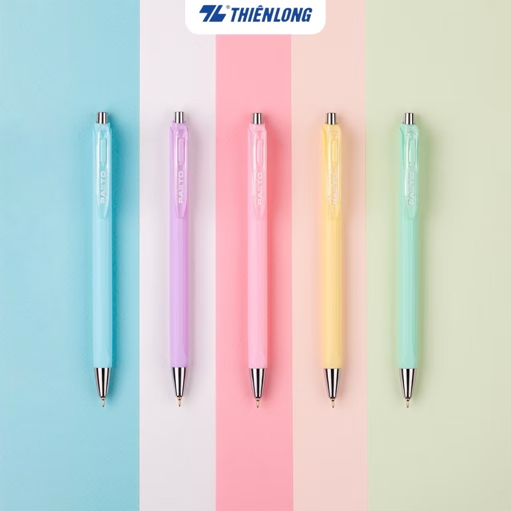 ( An Nhiên) 5 Bút gel bi Pazto Thiên Long Smooth Ink Pen ngòi 0.5mm - Mực xanh viết trơn êm, thân bú