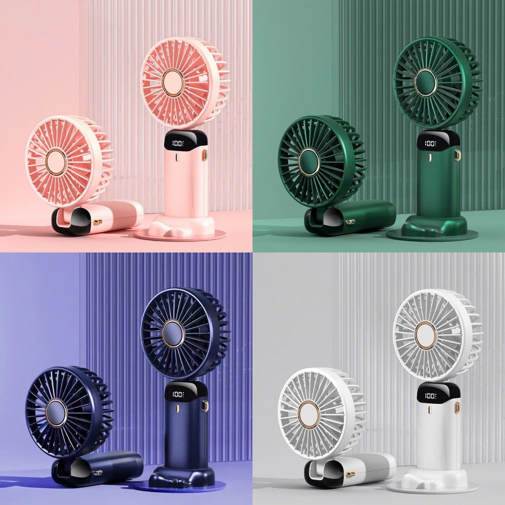 Quạt Cầm Tay Tích Điện Dung Lượng Pin Khủng, 5 cấp độ gió, màn hình Led Thông Minh Thiết Kế Đơn Giản Tiện Dụng.. | BigBuy360 - bigbuy360.vn