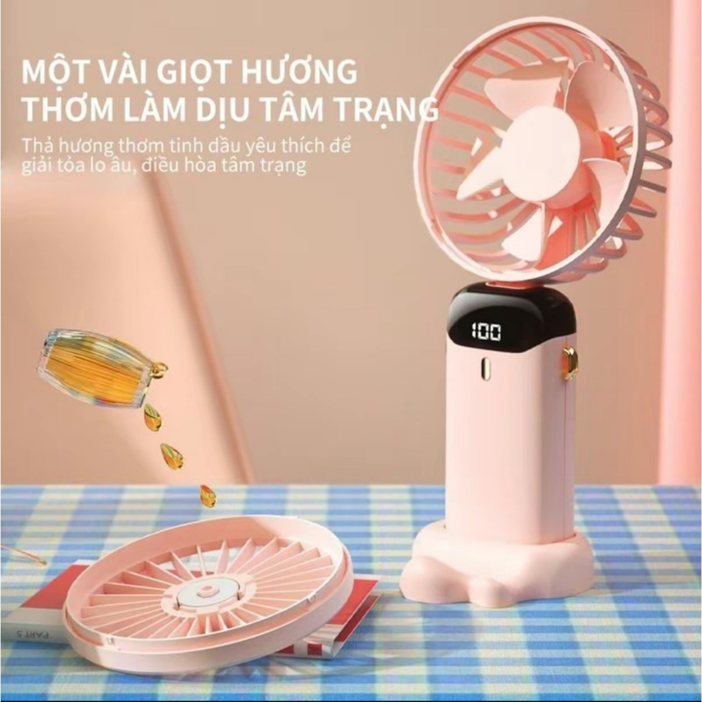Quạt Cầm Tay Tích Điện Dung Lượng Pin Khủng, 5 cấp độ gió, màn hình Led Thông Minh Thiết Kế Đơn Giản Tiện Dụng.. | BigBuy360 - bigbuy360.vn