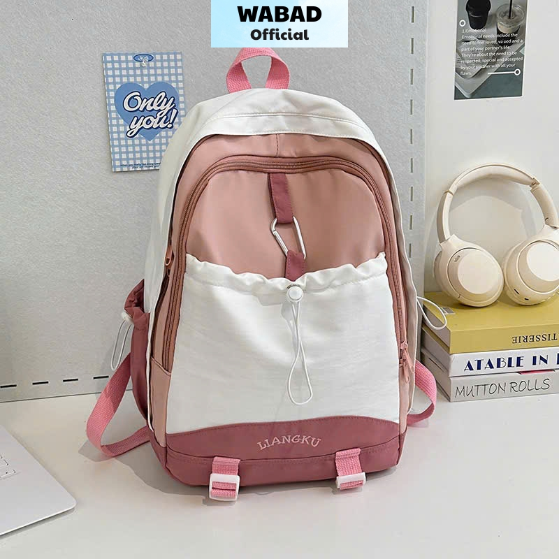 Balo đi học  nữ cặp đi học cấp 2 3 WABAD balo thời trang Hàn Quốc vải nylon cao cấp chống nước