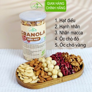 Granola Siêu Hạt ANNU Cho Người Ăn Kiêng Giảm Cân 500g, Đồ Ăn Vặt Healthy, Thêm Ngũ Cốc, Hoa Quả Sấy, Ăn Sáng Dinh Dưỡng
