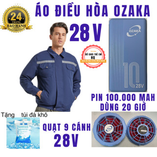 Áo điều hòa Nhật Bản 28V chính hãng pin 100.000mah DÙNG 20H , quạt kép 9 cánh siêu mát  BH 12 tháng
