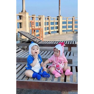 iki- body Sét body Baby Shark tặng kèm túi cho bé trai bé gái