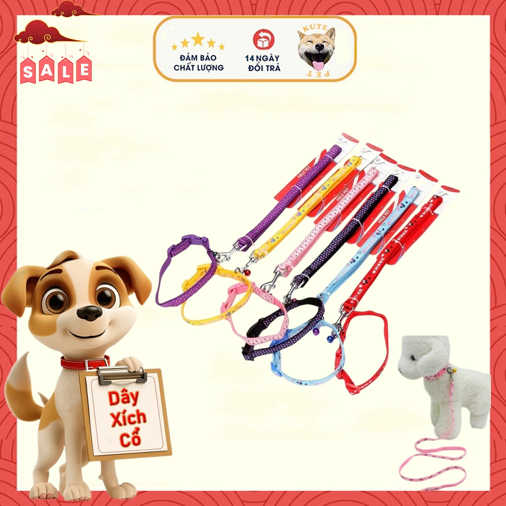Dây xích cổ cho chó mèo 2 lớp