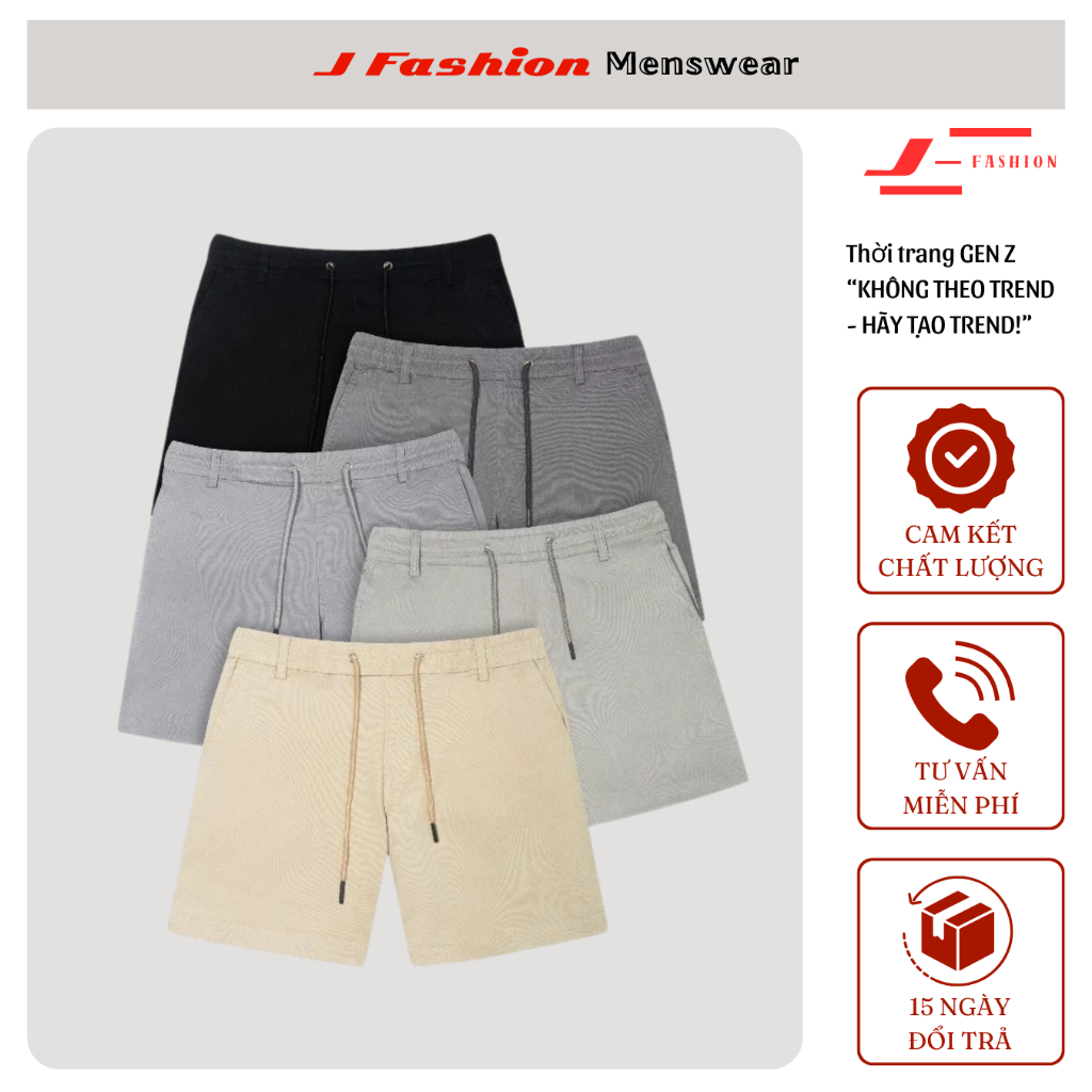 Quần Short Nam J FASHION Kaki Màu Trơn Chất Liệu Kaki Nhung Cao Cấp